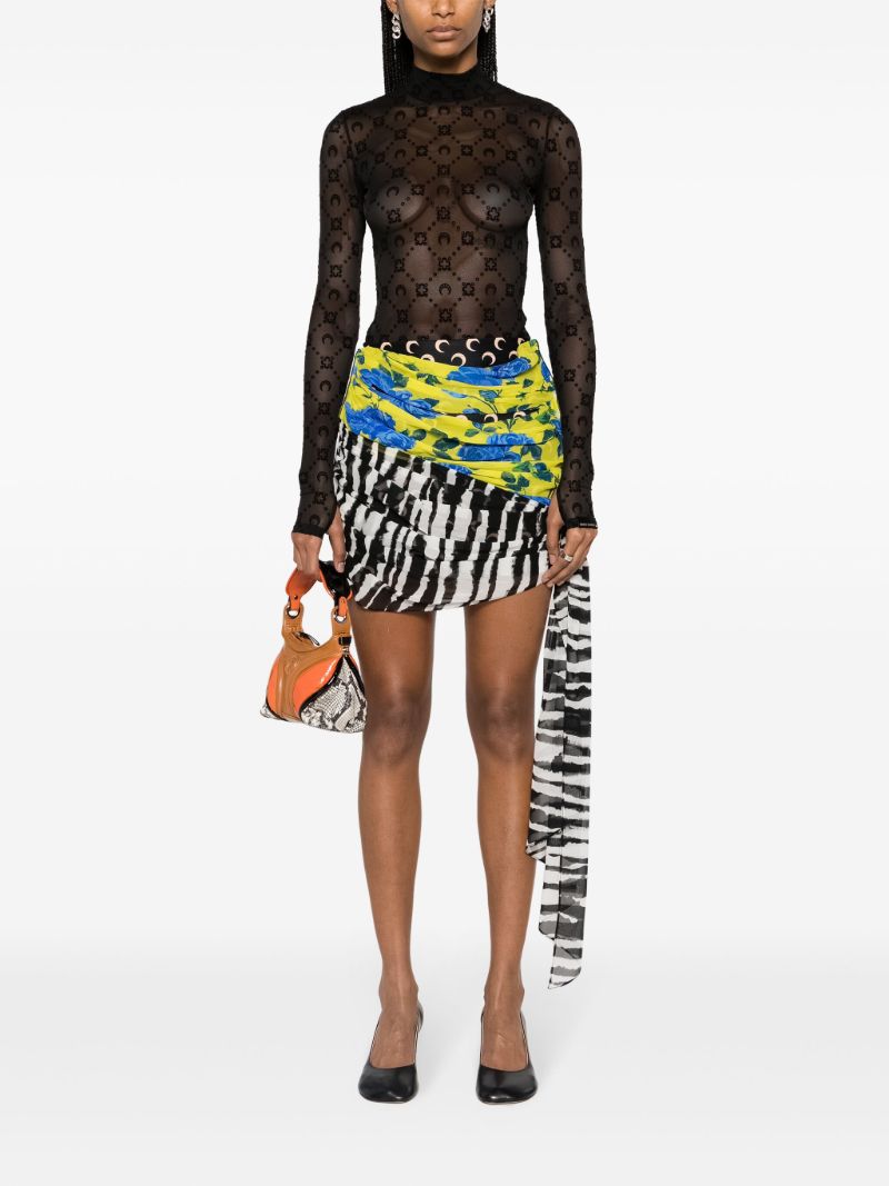 Multicolour Regenerated Scarves Silk Mini Skirt