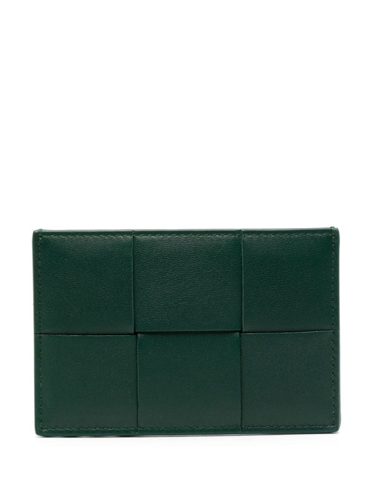 Green Intrecciato Leather Cardholder