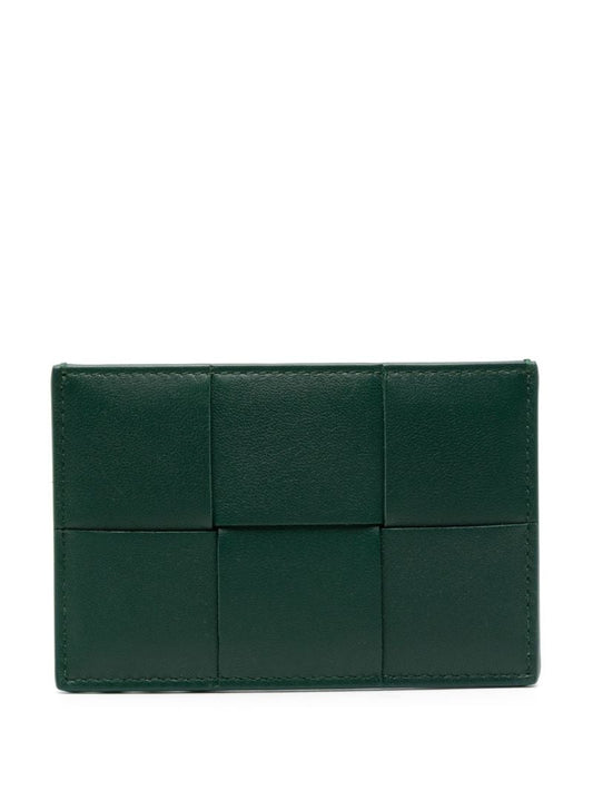 Green Intrecciato Leather Cardholder