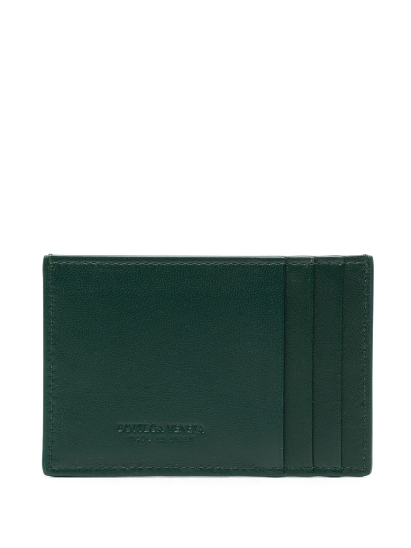 Green Intrecciato Leather Cardholder