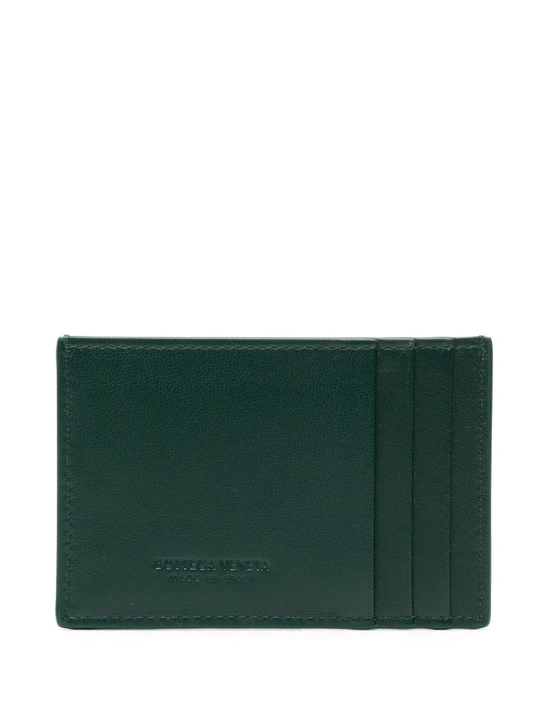 Green Intrecciato Leather Cardholder