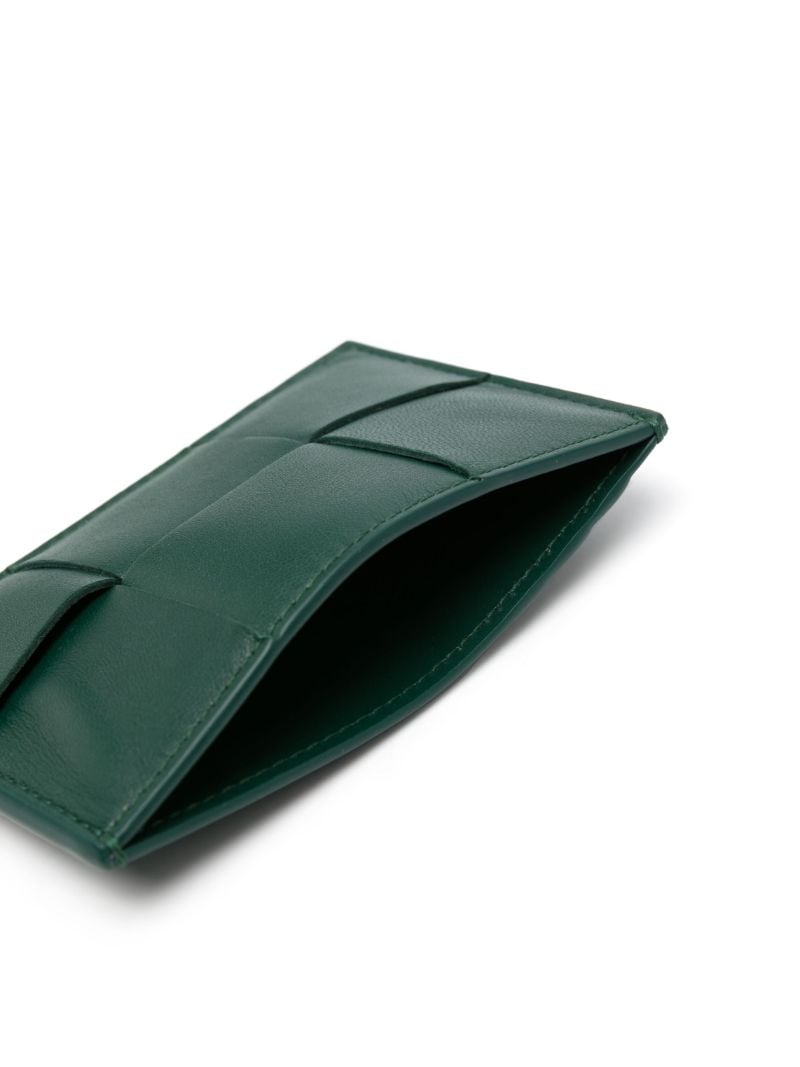 Green Intrecciato Leather Cardholder