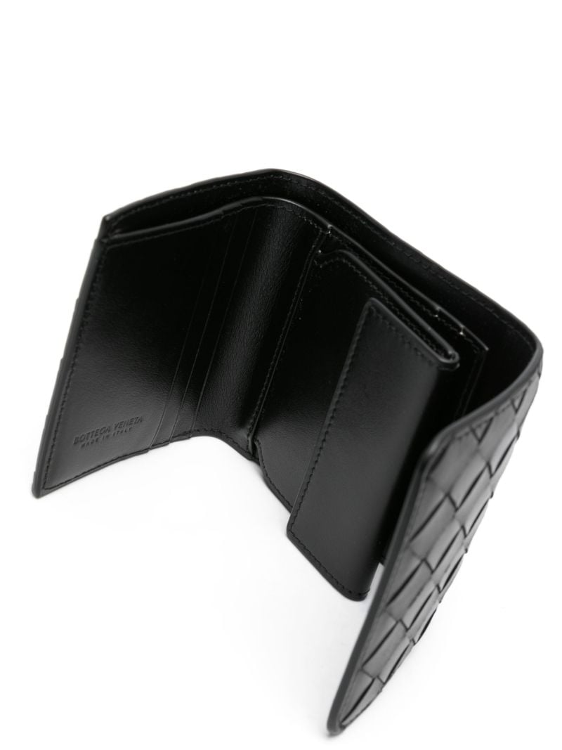 Black Intrecciato Tri-fold Wallet
