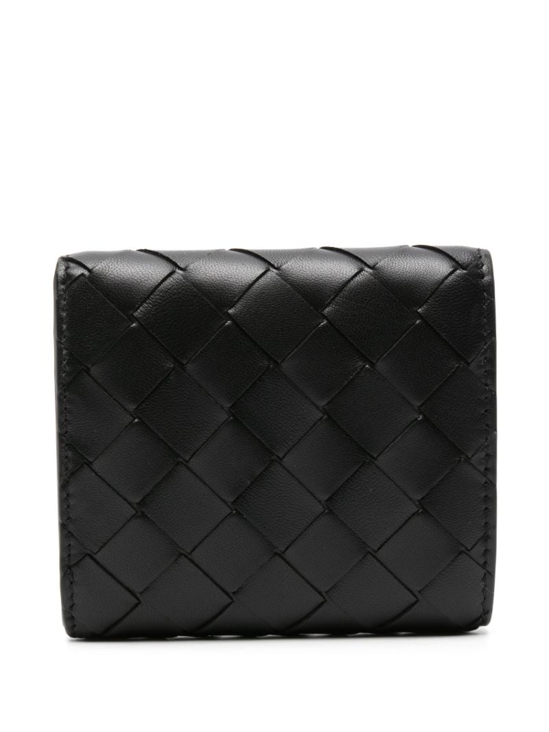 Black Intrecciato Tri-fold Wallet