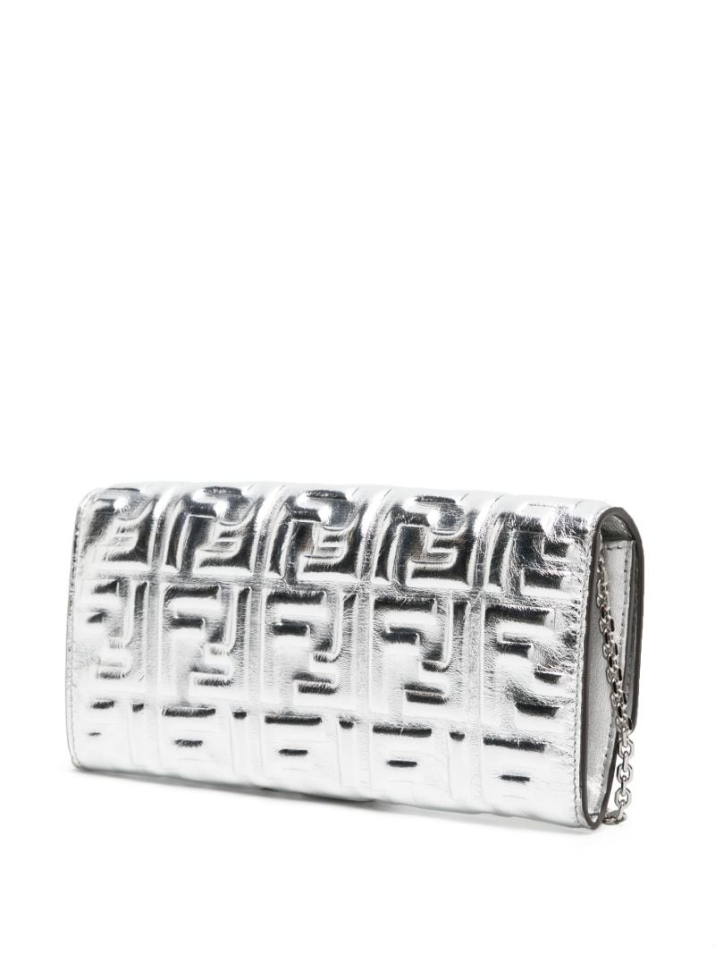 Silver Baguette Continental Wallet with Chain Shoulder Bag