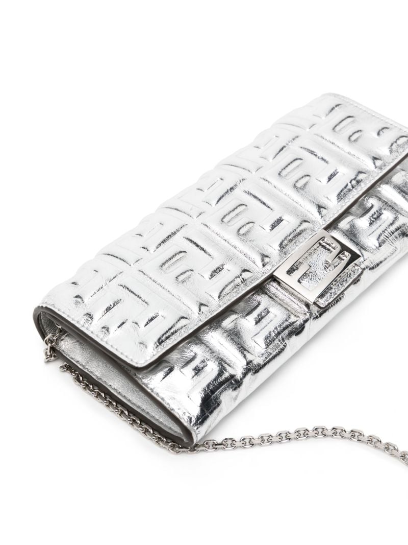 Silver Baguette Continental Wallet with Chain Shoulder Bag