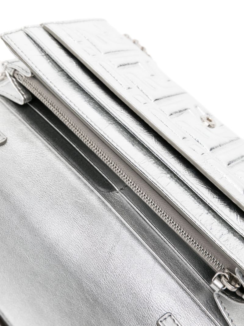 Silver Baguette Continental Wallet with Chain Shoulder Bag