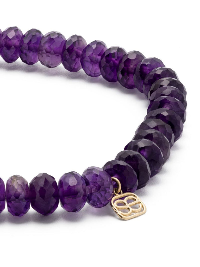 14k Yellow Gold Starburst Amethyst and Diamond Bracelet