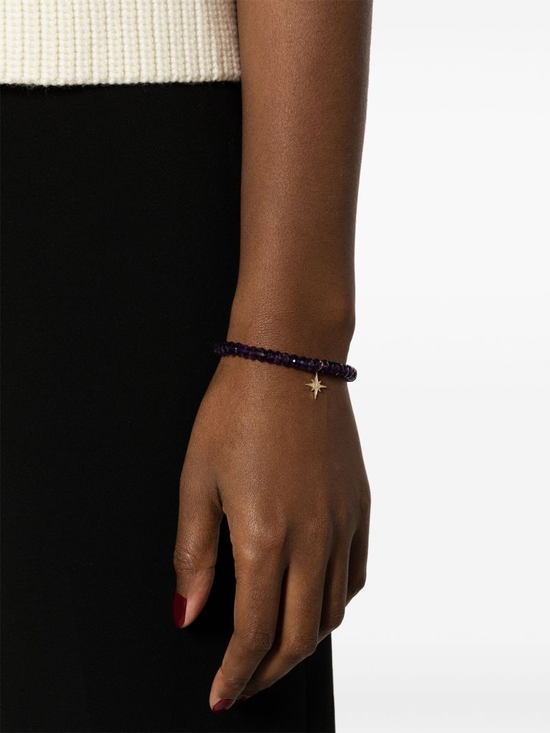 14k Yellow Gold Starburst Amethyst and Diamond Bracelet