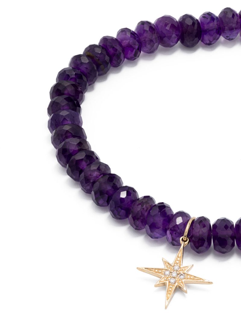 14k Yellow Gold Starburst Amethyst and Diamond Bracelet