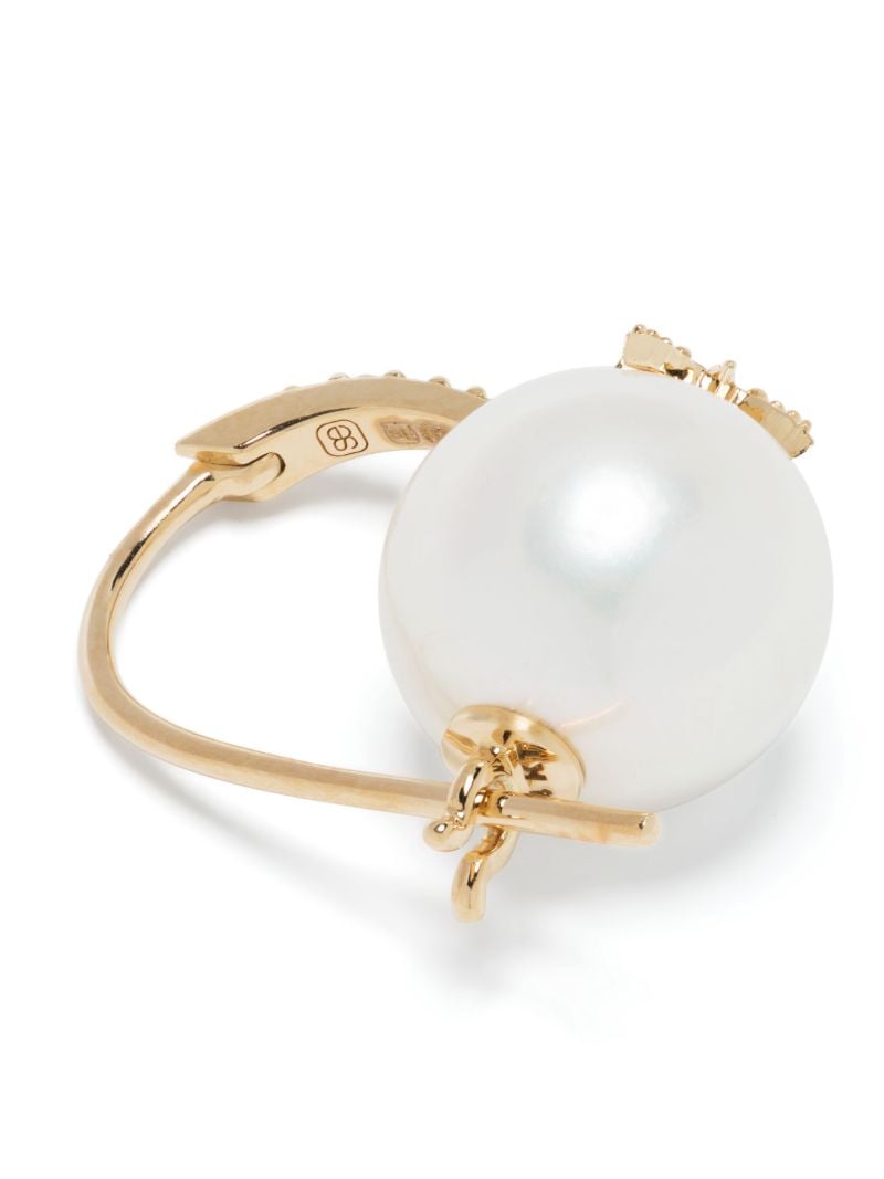 14k Yellow Gold Starburst Pearl and Diamond Drop Earrings