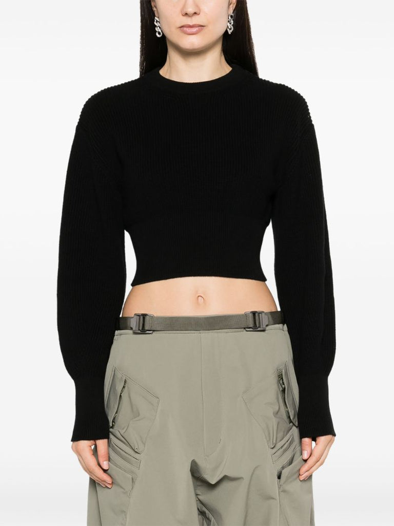 Black Core Ribbed-knit Cotton Sweater