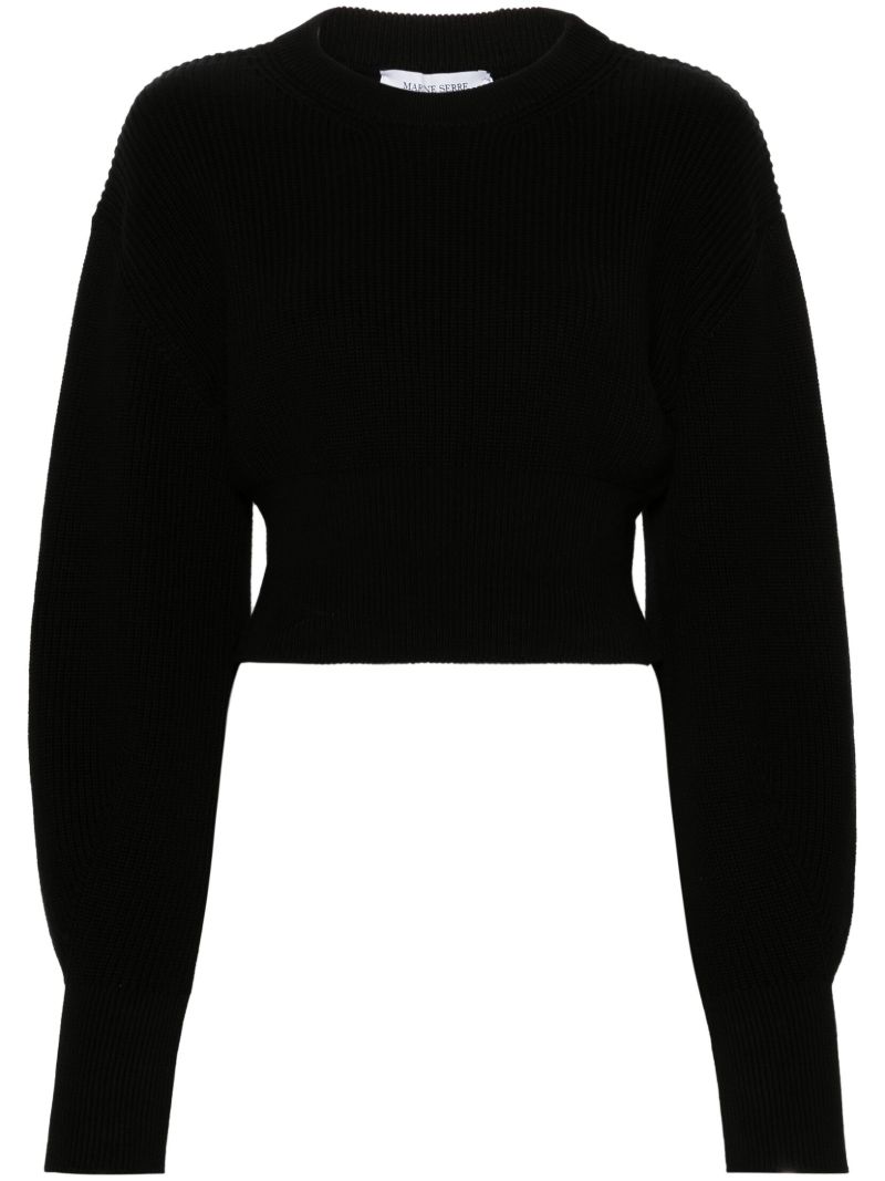 Black Core Ribbed-knit Cotton Sweater