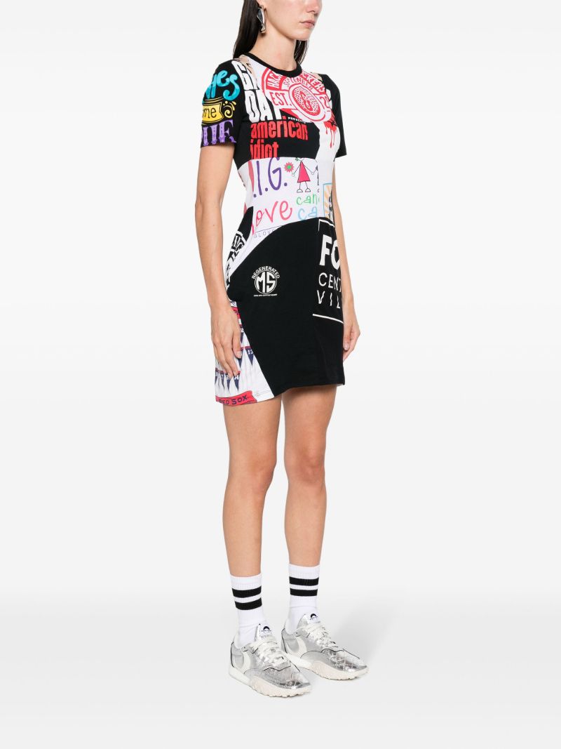Black Regenerated Graphic T-shirt Dress