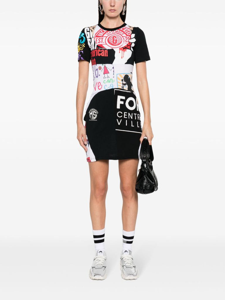 Black Regenerated Graphic T-shirt Dress