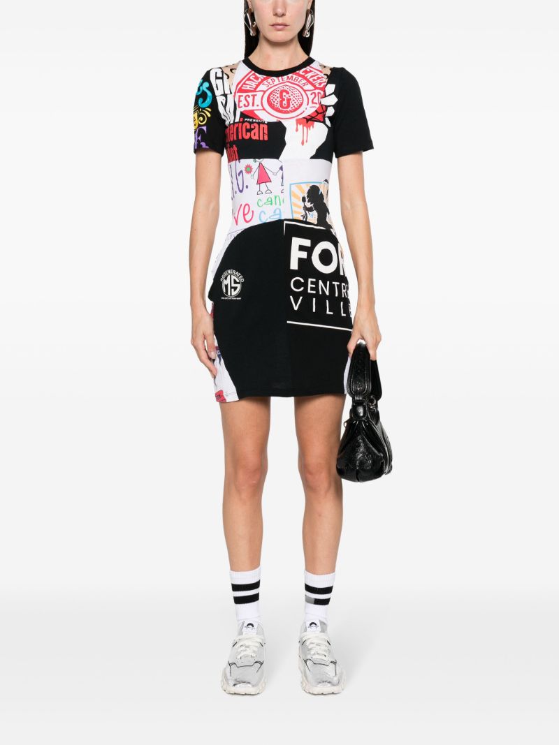 Black Regenerated Graphic T-shirt Dress