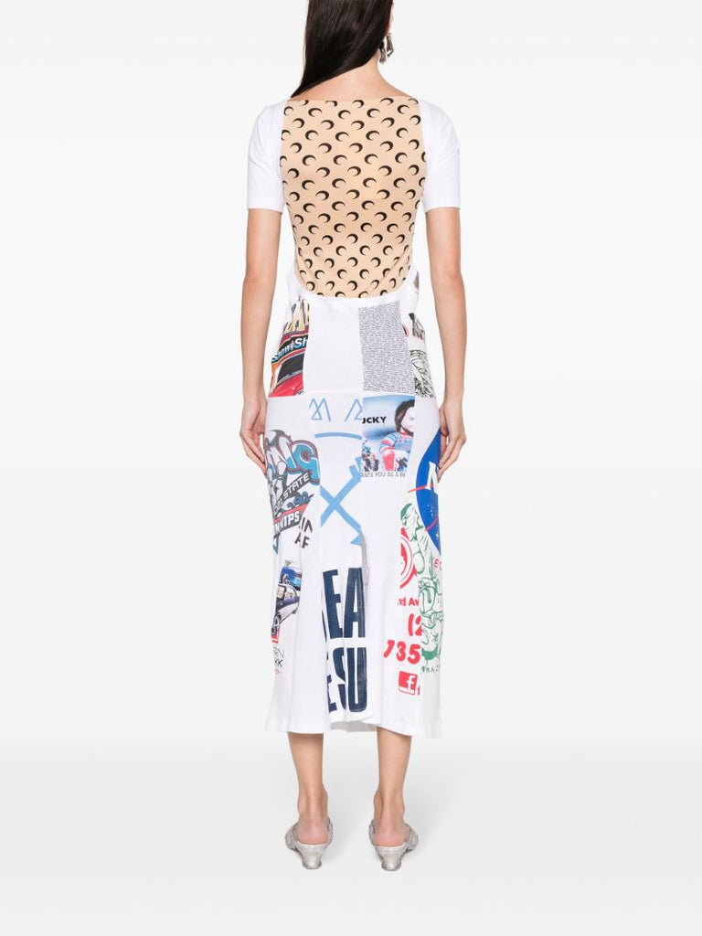 White Regenerated Graphic T-shirt Maxi Dress