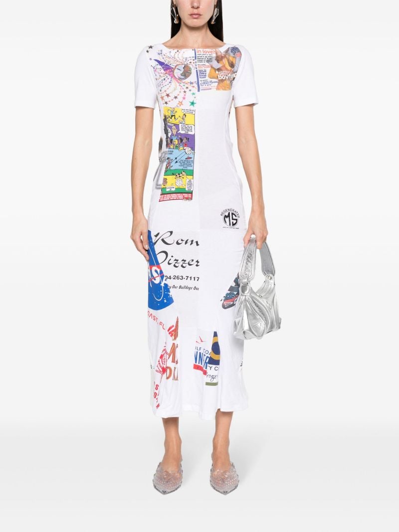 White Regenerated Graphic T-shirt Maxi Dress