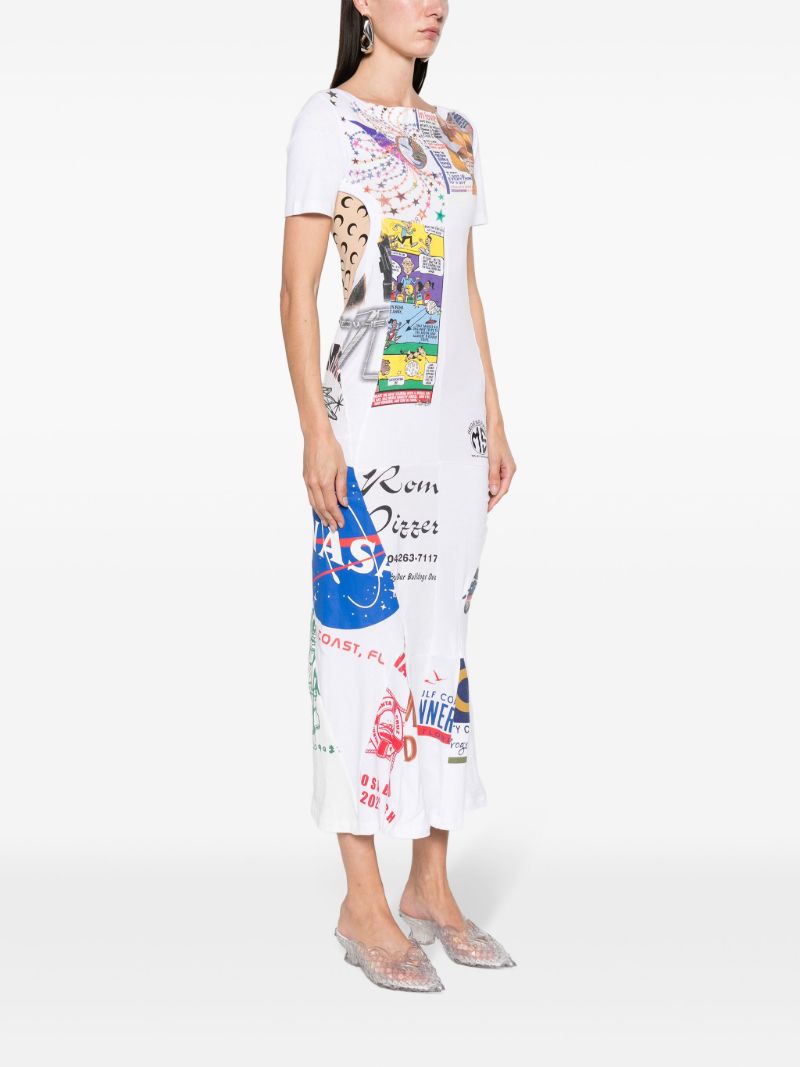 White Regenerated Graphic T-shirt Maxi Dress