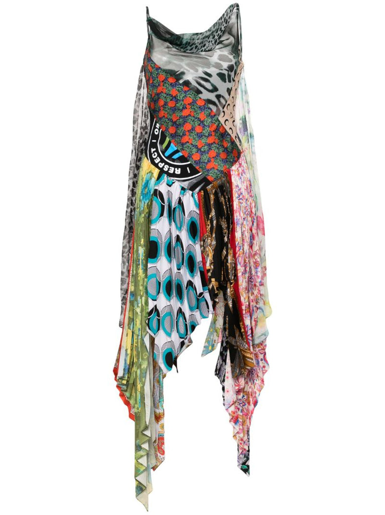 Black Regenerated Scarves Silk Midi Dress