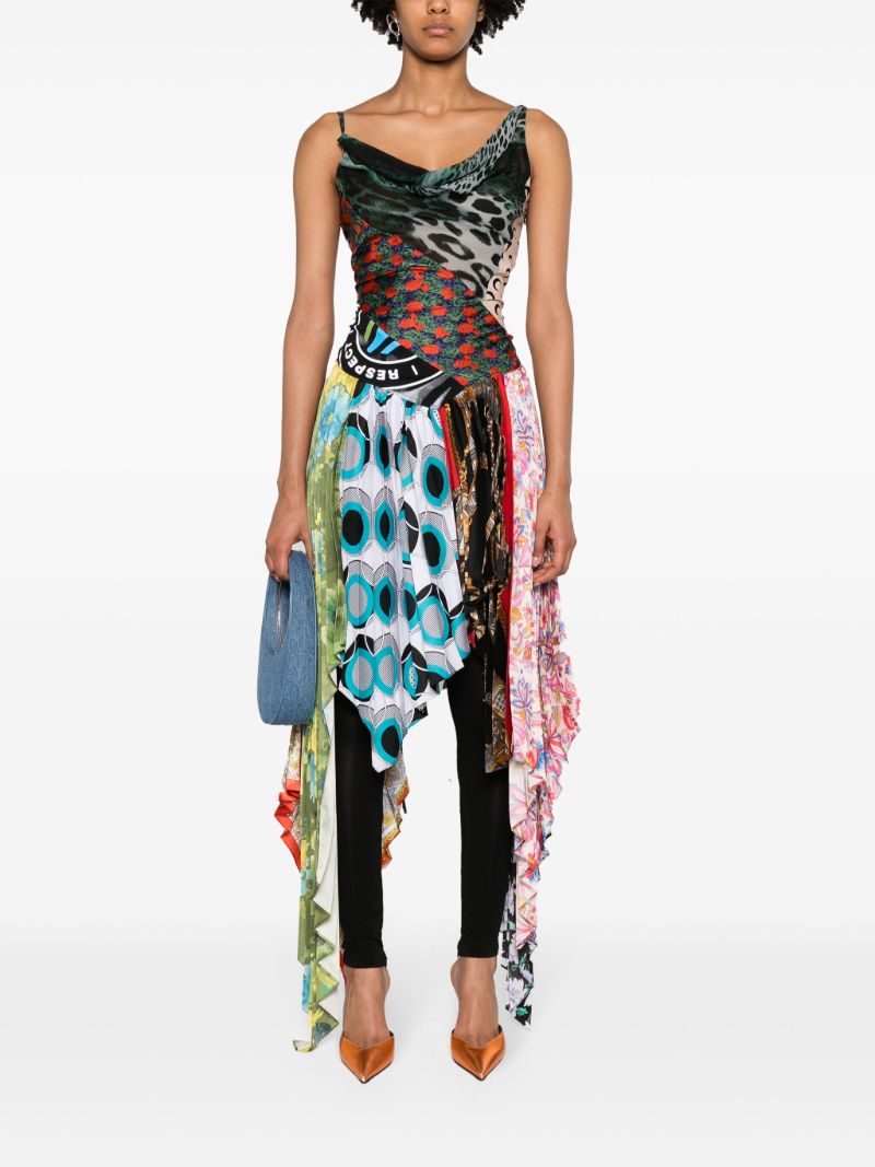 Black Regenerated Scarves Silk Midi Dress
