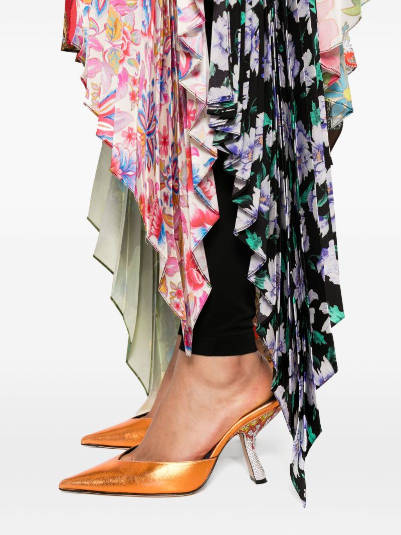 Black Regenerated Scarves Silk Midi Dress