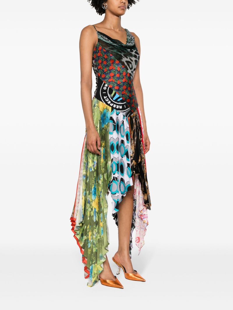 Black Regenerated Scarves Silk Midi Dress