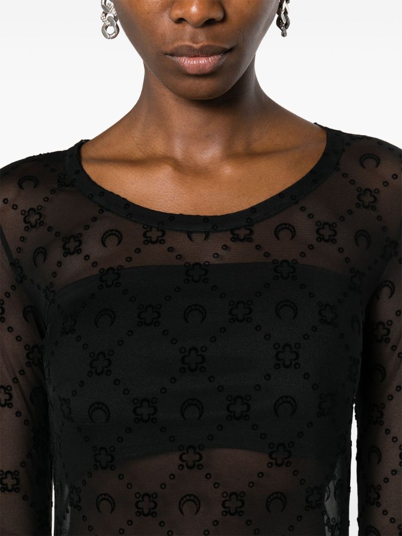 Black Moonogram Mesh Dress