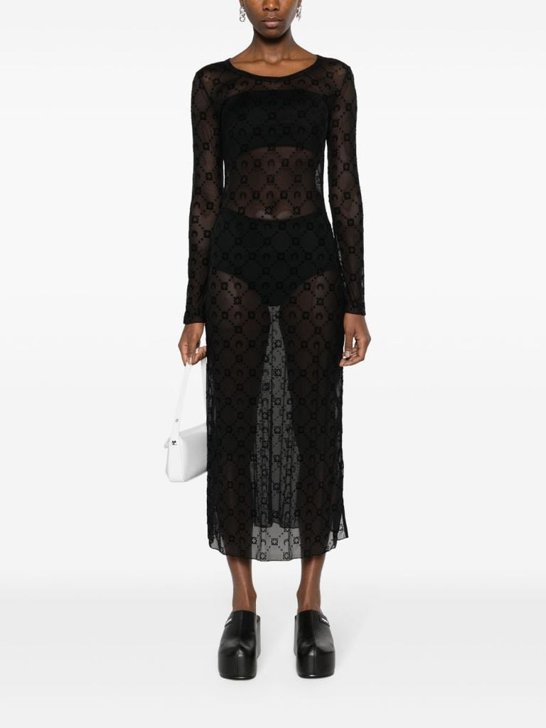 Black Moonogram Mesh Dress