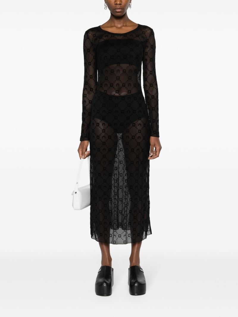 Black Moonogram Mesh Dress