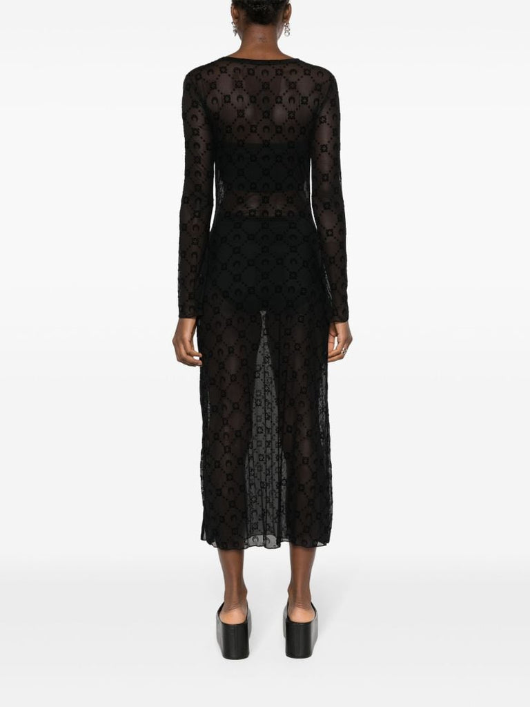 Black Moonogram Mesh Dress