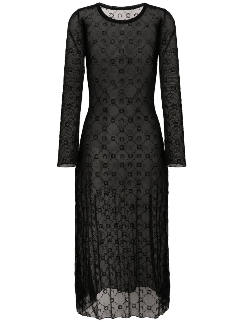 Black Moonogram Mesh Dress