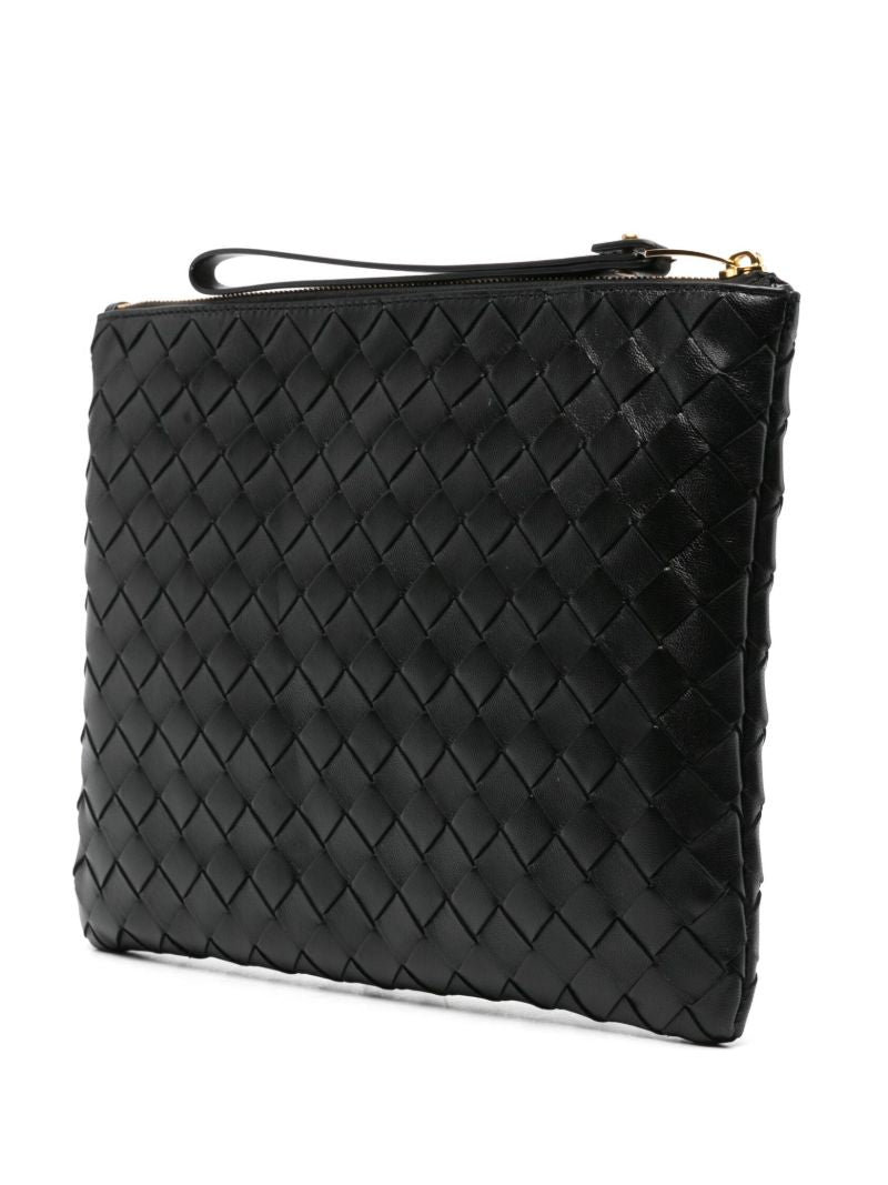 Black Intrecciato Leather Pouch