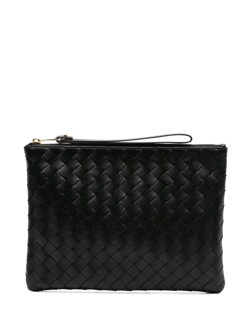 Black Intrecciato Leather Pouch