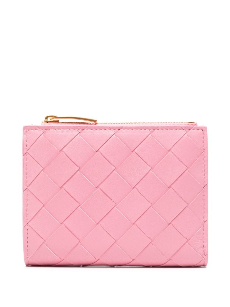 Pink Intrecciato Leather Wallet