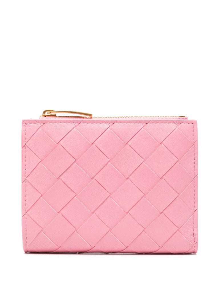 Pink Intrecciato Leather Wallet