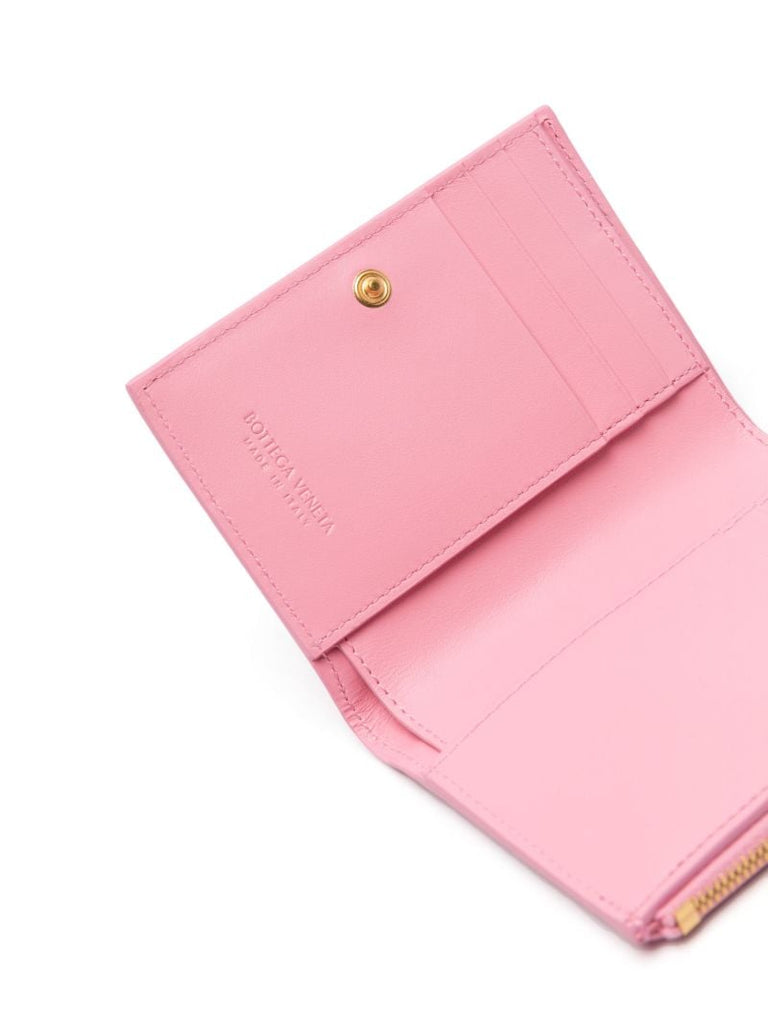 Pink Intrecciato Leather Wallet
