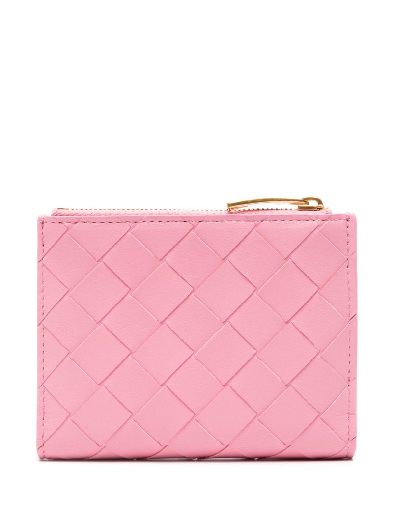Pink Intrecciato Leather Wallet