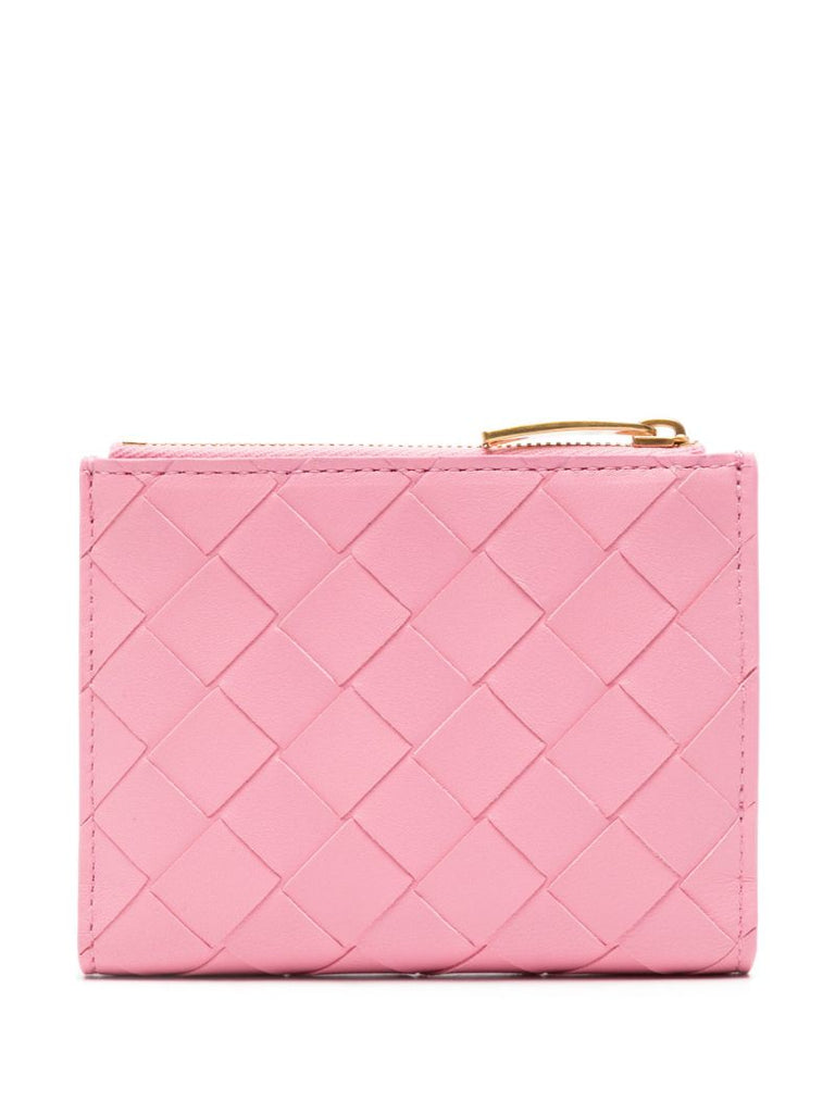 Pink Intrecciato Leather Wallet