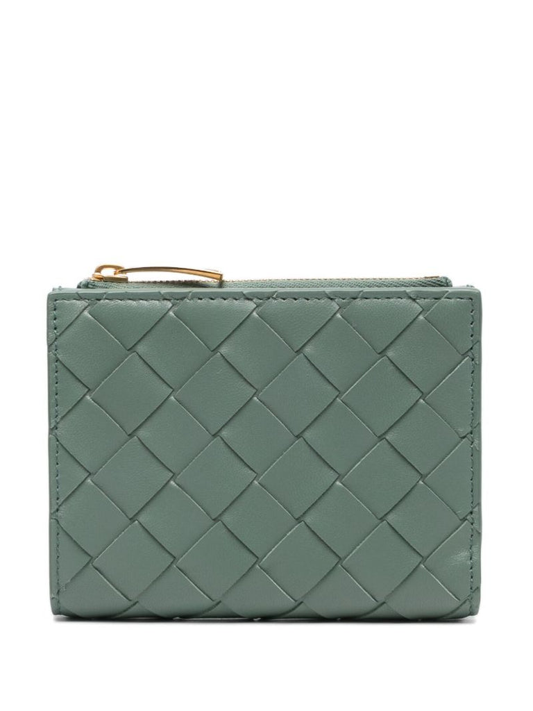 Green Intrecciato Leather Wallet