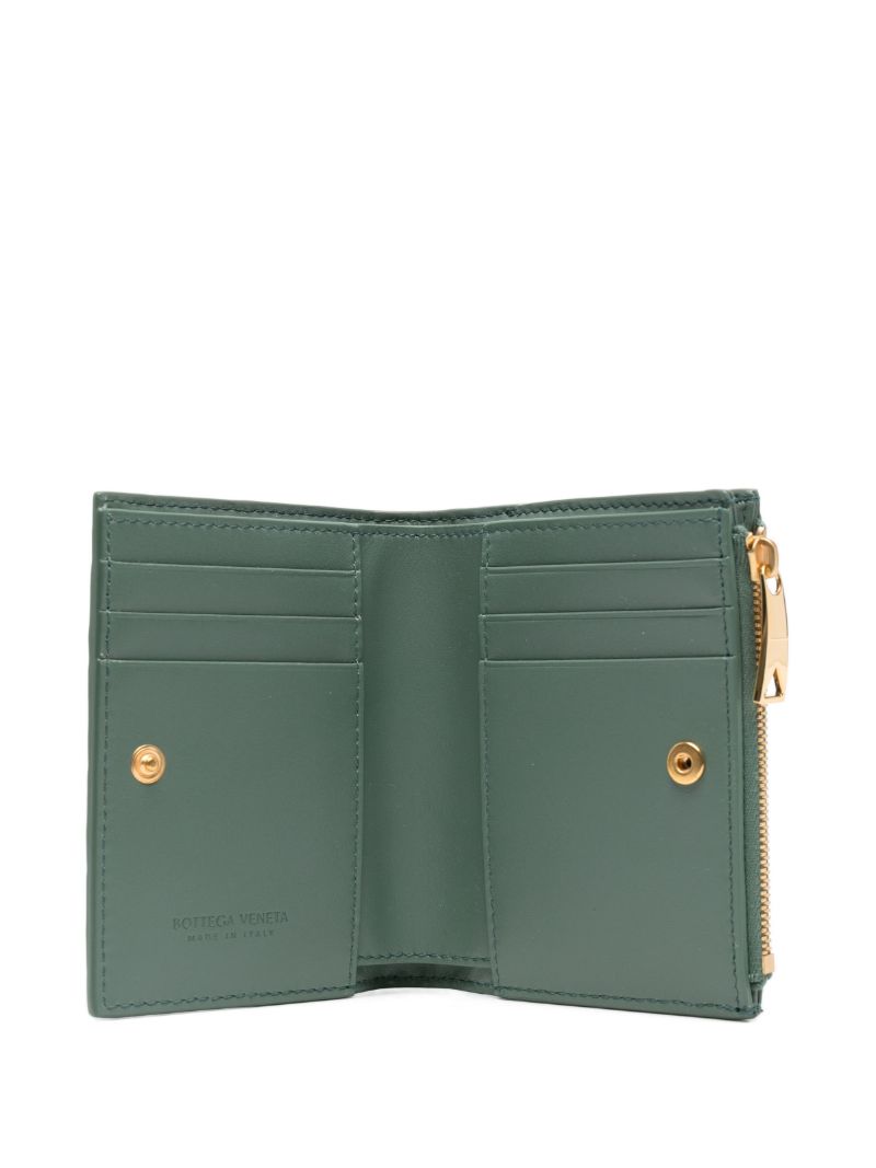 Green Intrecciato Leather Wallet