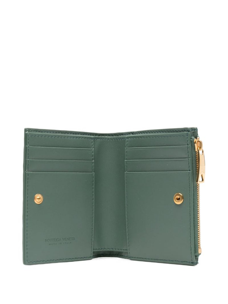 Green Intrecciato Leather Wallet