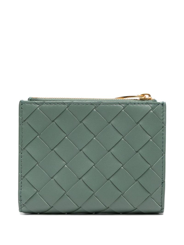 Green Intrecciato Leather Wallet