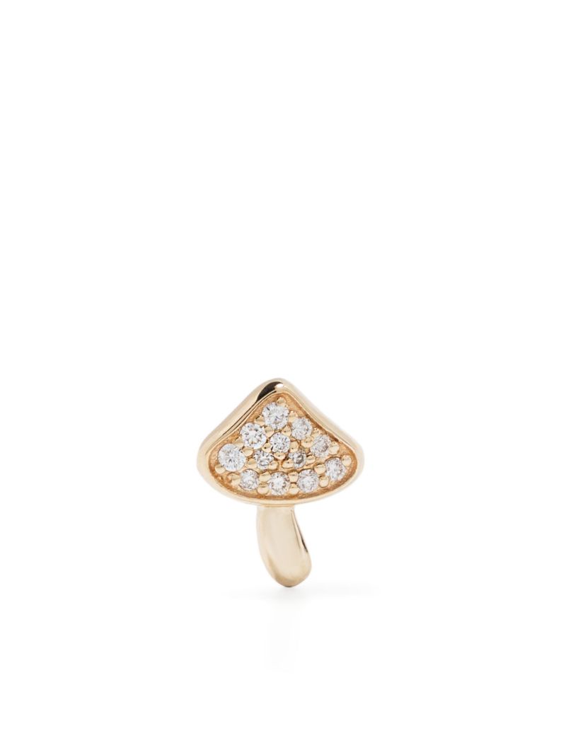 14k Yellow Gold Mushroom Diamond Stud Earrings
