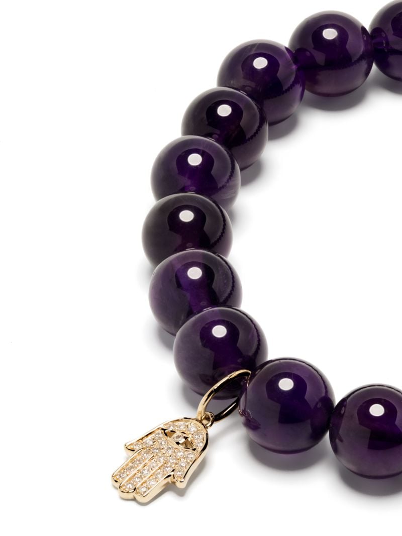 14k Yellow Gold Hamsa Amethyst and Diamond Bracelet