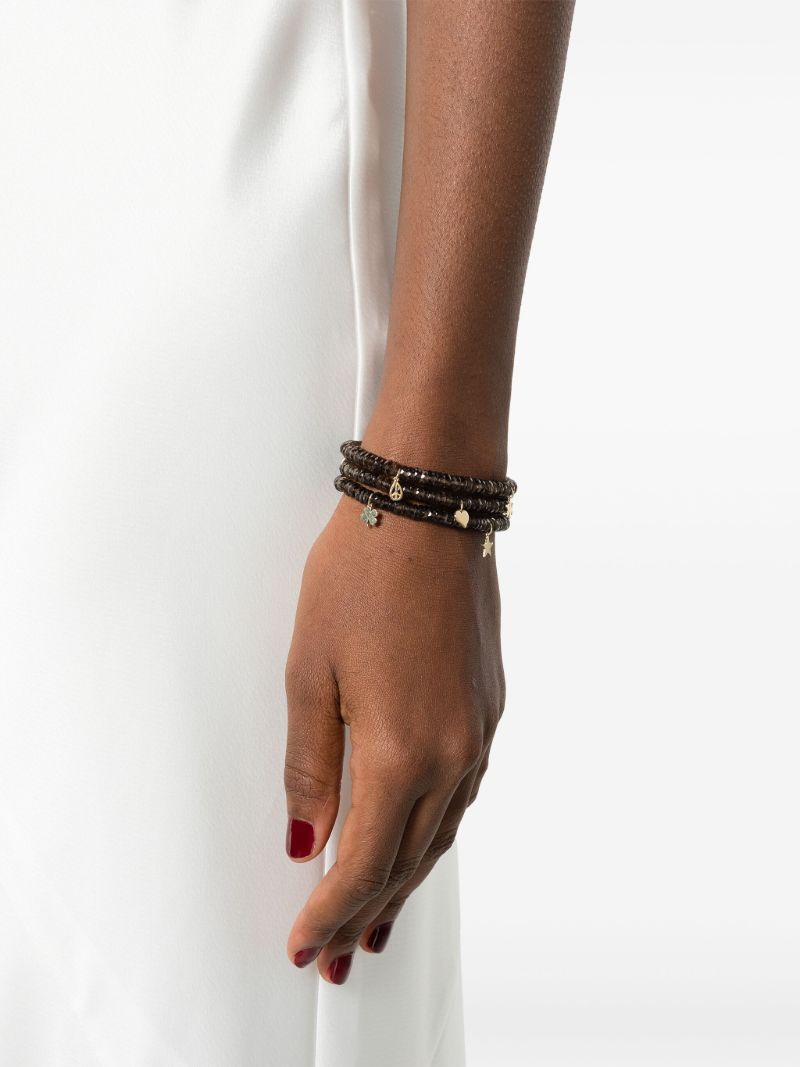 14k Yellow Gold Wraparound Topaz Beaded Bracelet
