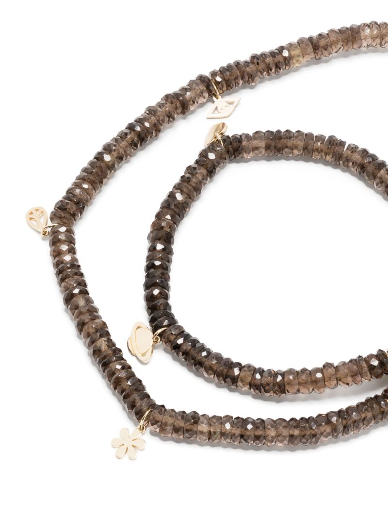 14k Yellow Gold Wraparound Topaz Beaded Bracelet