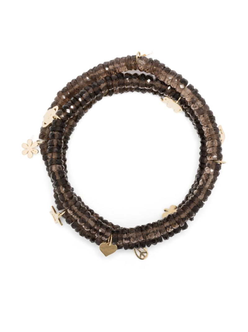 14k Yellow Gold Wraparound Topaz Beaded Bracelet