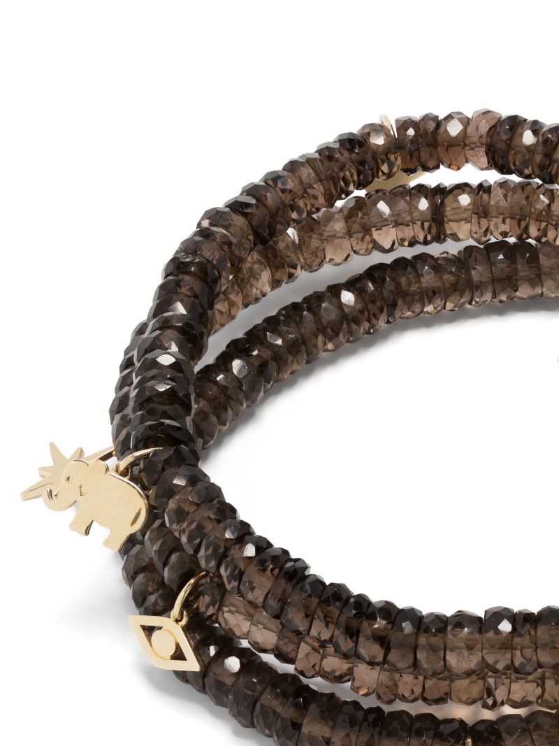 14k Yellow Gold Wraparound Topaz Beaded Bracelet