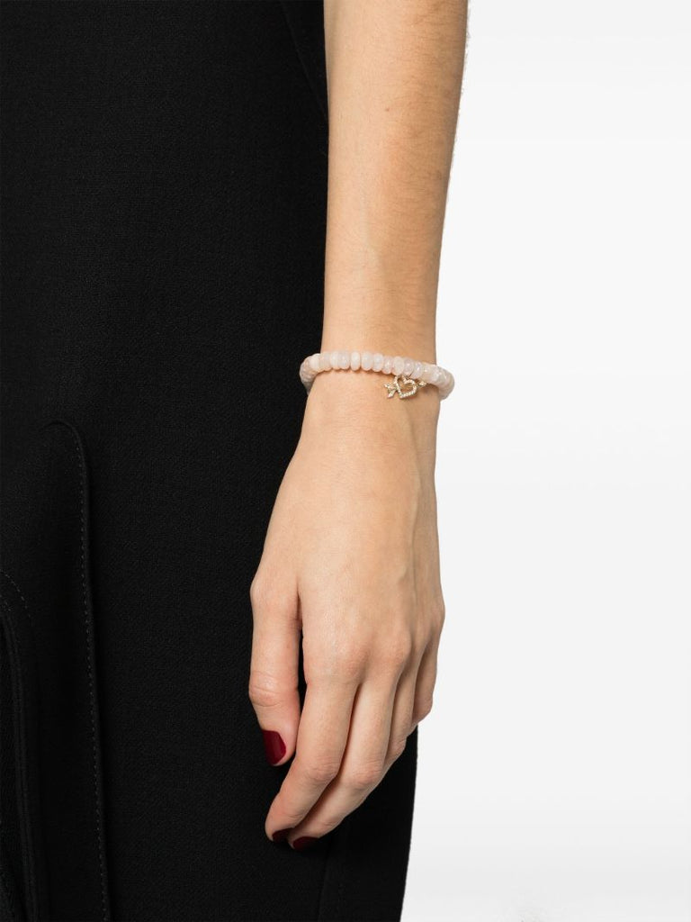 14k Yellow Gold Arrow Heart Diamond and Morganite Bracelet
